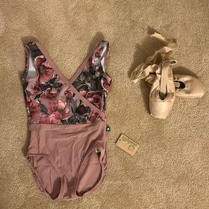 luckyleo crossover top with floral and a blush pink bottom.BRAND NEW WITH TAGS